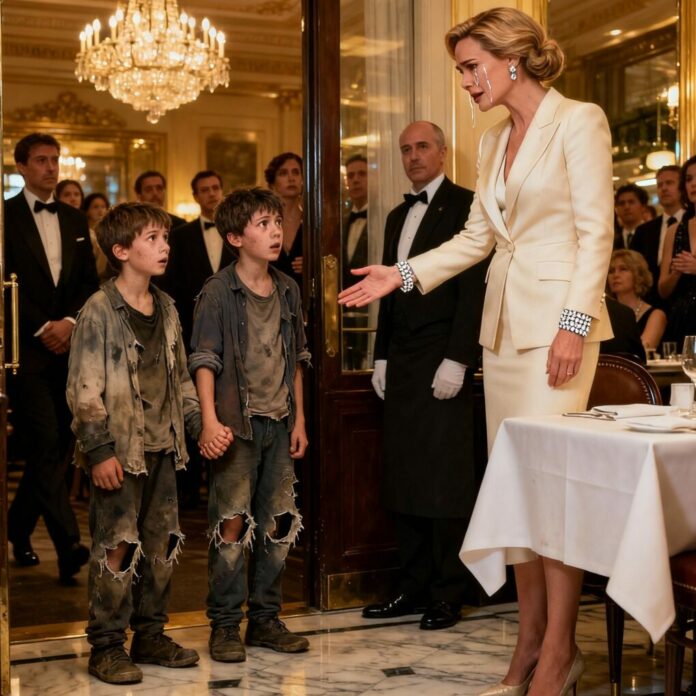 A Millionaire Philanthropist’s Life Shatters in a Luxury Restaurant When Two Starving Homeless Boys Approach Her Table With a Simple Plea—But a Tiny Scar Above One Boy’s Eye Reveals a Seven-Year-Old Secret and a Gut-Wrenching Twist of Fate That Left the Entire City of New York in Stunned Silence and Tears.