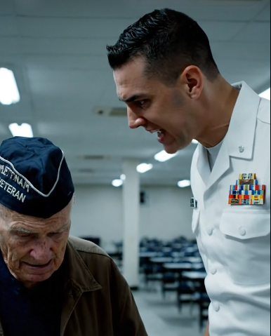 He Watched an Arrogant Lieutenant Commander Berate a Frail Veteran, “Step Aside, Old Man—You Never Did Anything Worth Remembering!” But When an Admiral Walked In and Saw the Veteran’s Face, He Went Pale. He Wasn’t Just an Old Man. He Was “Ghost Five.” And His Secret Medal of Honor Story Is Pure Nightmare Fuel.