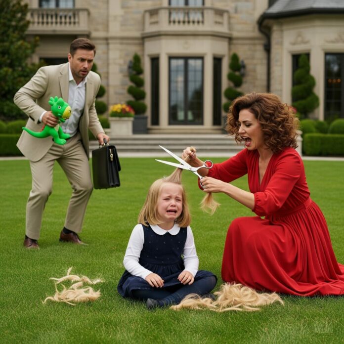 The Titan of Real Estate Walked in on His Elegant Wife with Scissors Raised to His Six-Year-Old Daughter’s Head. The Horrific Sight Shattered His Perfect Life—Unlocking Years of Ignored Bruises and Ending the Marriage in a Public Fury.