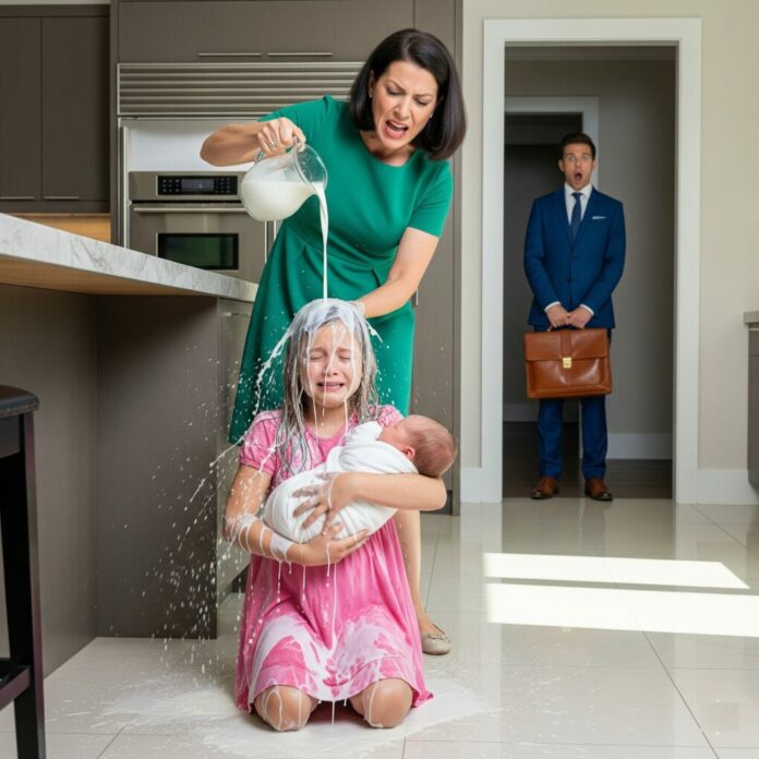 The Exhausted CEO Walked in on His Wife Hosing His Seven-Year-Old Daughter with Milk. The Single Word He Roared Shattered His Illusion—Unlocking Two Years of Silent Abuse and Forcing a Brutal Reckoning.