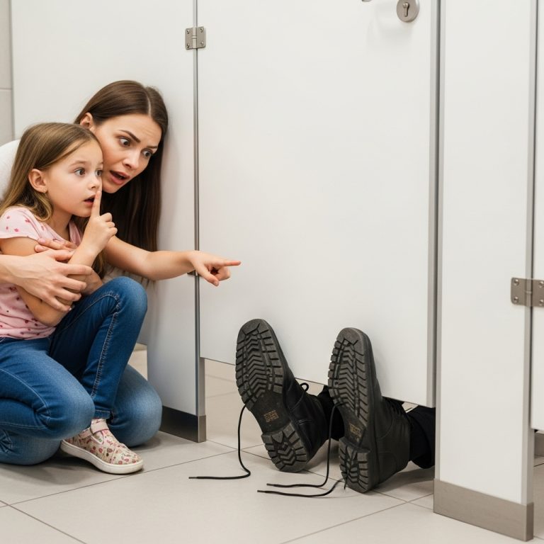 The Chilling Discovery That Saved Us: A Mother and Daughter Trapped in a Mall Restroom Stall Find Proof That a Predator Was Listening—The Horrifying Evidence of a Single, Muddy Footprint.