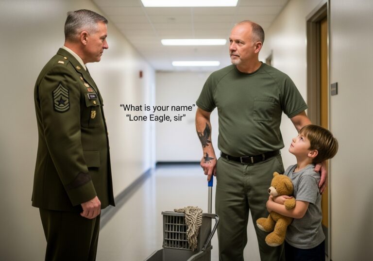 The Admiral Thought He Was Just A Nobody Pushing A Mop, But When He Mockingly Asked The Single Dad For His ‘Callsign’ As A Joke, The Quiet Reply Of ‘Lone Eagle’ Stopped The Entire Base Cold, Unlocking A Classified Secret From The Bloodiest Mission In SEAL History That Everyone Thought Was Buried In The Snow.