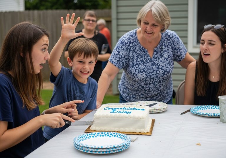 He shoved my graduation cake off the table… “Eat it off the ground,” he said. My mother laughed. But the text I received later that night revealed a secret they never wanted me to know—and the one text I sent back that cost them everything they thought they owned.