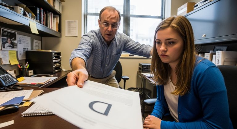 He failed me on purpose. I was a straight-A student, but he gave me a “D” That night, my phone rang. It was him. “Come to my office at 8 PM if you want to talk about extra points. Do you understand?” The building was empty. The door was open. What happened next wasn’t about my grade. It was about power, and it happens more than you think.