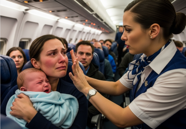 I was holding my crying baby on a packed flight when the flight attendant looked me in the eyes, told me “you people” need to control your children, and slapped me across the face.