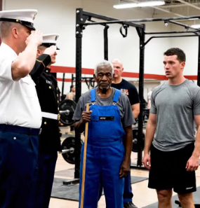 He was just the 70-year-old janitor sweeping the floor of the Navy SEAL gym. They mocked him. They shoved him. Then the Master Chief saw the faded tattoo on his neck—and the Base Commander called in the Marines.